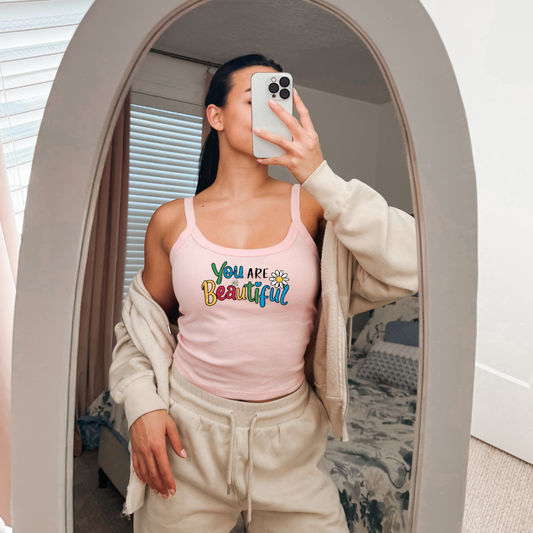 You Are Beautiful Micro Ribbed Tank